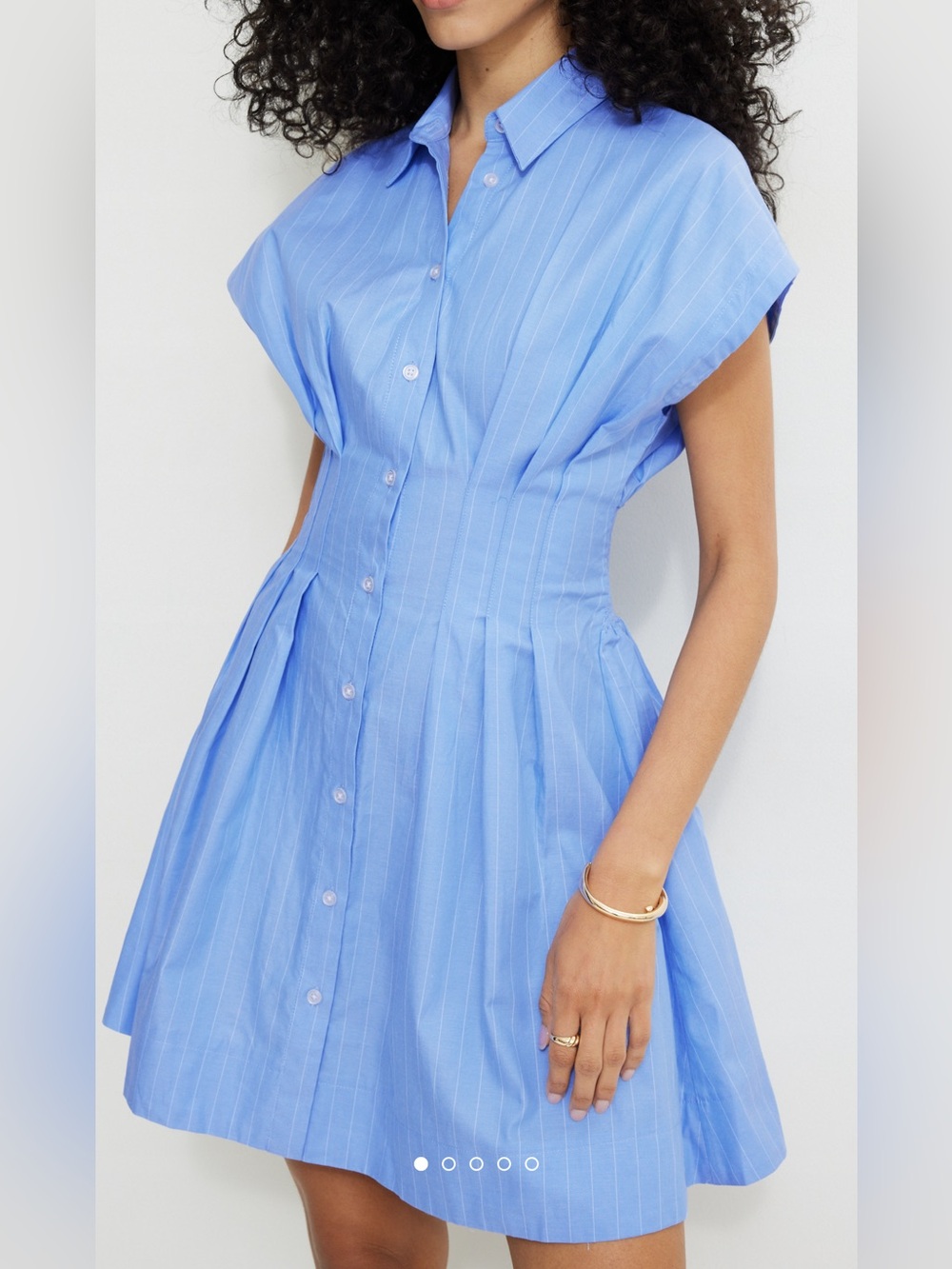 Dynamite Light Blue Pinstripe Shirt Midi Dress
